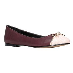 ALDO Ibelle Flats- burgundy and pink with bow